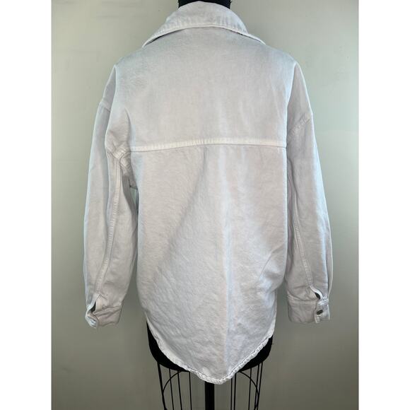 ZARA Women's Off White Denim Button Classic Trucker Jacket Long Sleeve S Small - Picture 5 of 7
